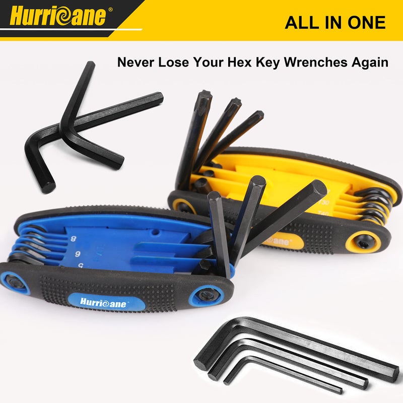 Hurricane مجموعة مفاتيح ألين القابلة للطي 25 قطعة من هوريكان، SAE، مقياس متري، مجموعة توركس، فولاذ كروم فانيوم، مجموعة مفاتيح ألين محمولة 3 عبوات للإصلاحات المنزلية الأساسية والتطبيقات العامة - Image 2